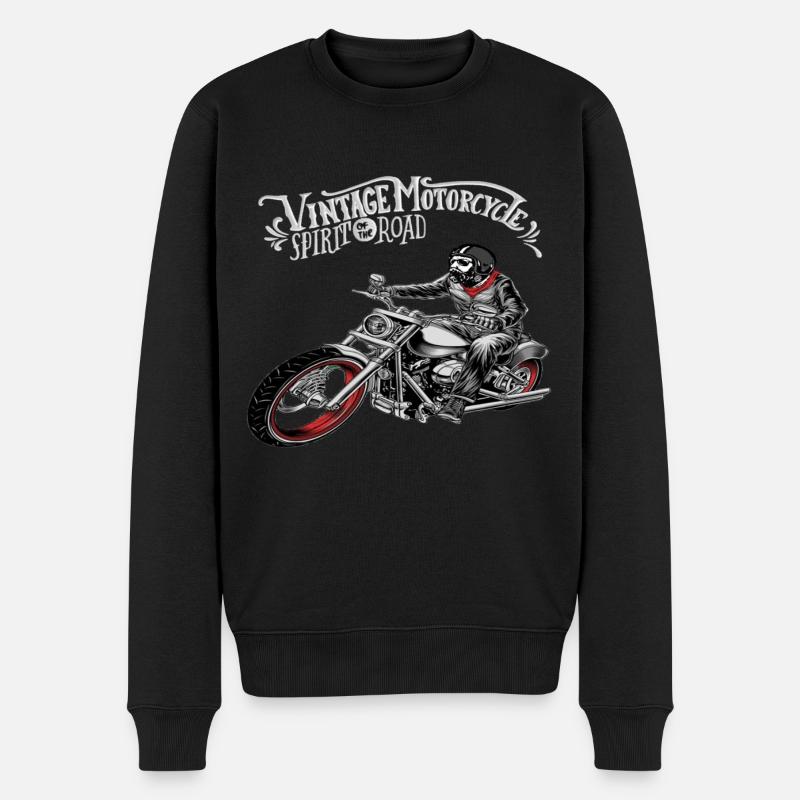 Moto chopper vélo design vintage - Pull Premium bio Homme - noir