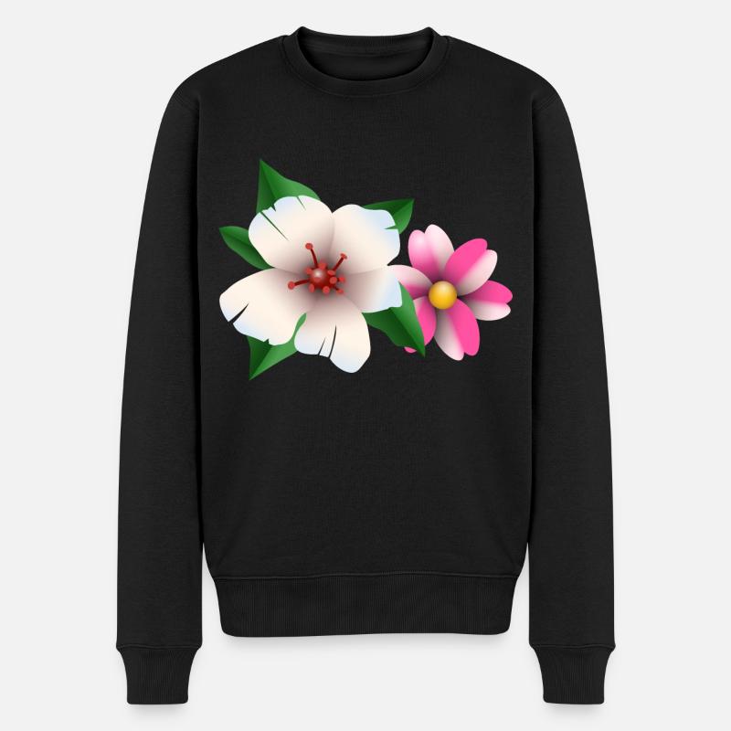 Sommerblumen - Männer Premium Bio Pullover - Schwarz