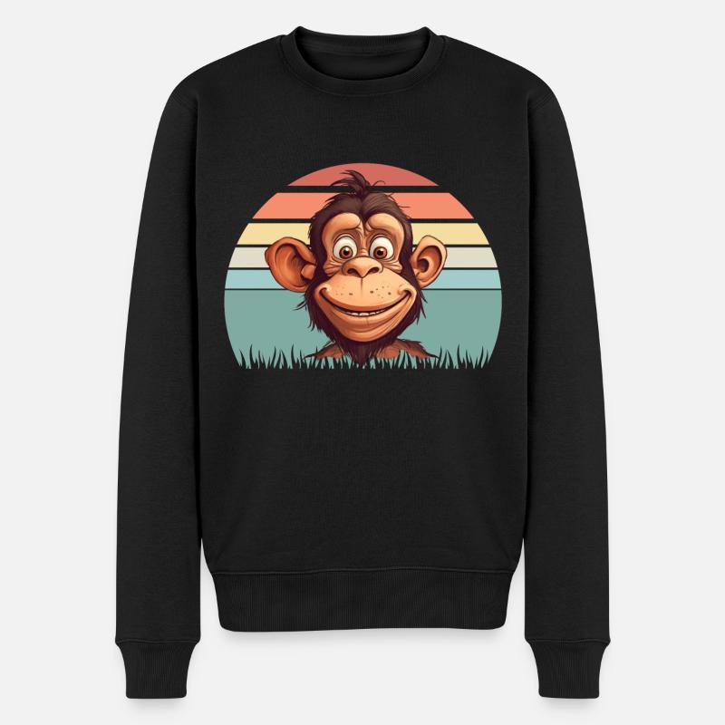 Affe - Männer Premium Bio Pullover - Schwarz