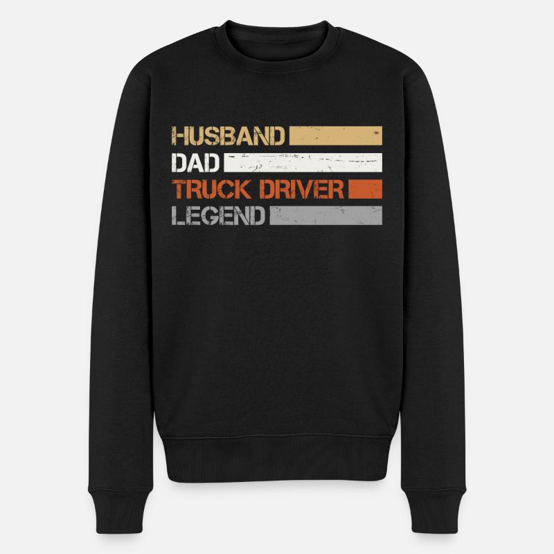 Ehemann Papa LKW Fahrer Legende - Männer Premium Bio Pullover - Schwarz