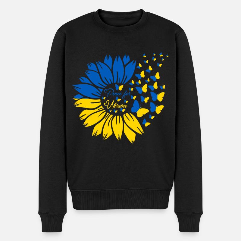 Peace For Ukraine - Männer Premium Bio Pullover - Schwarz