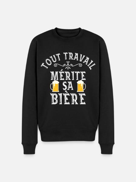 Tout travail mérite sa bière humour biere apero - Pull Premium bio Homme - noir