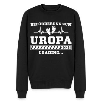 Uropa 2025 Loading Schwangerschaftsankündigung - Männer Premium Bio Pullover - Schwarz - Vorne - Nico (187cm)