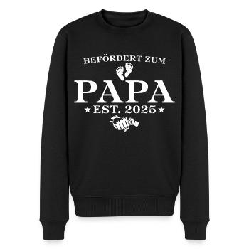 Befördert zum Papa est. 2025 - Männer Premium Bio Pullover - Schwarz - Vorne - Nico (187cm)