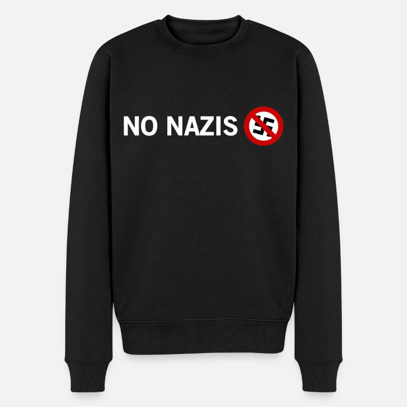 No Nazis - Männer Premium Bio Pullover - Schwarz
