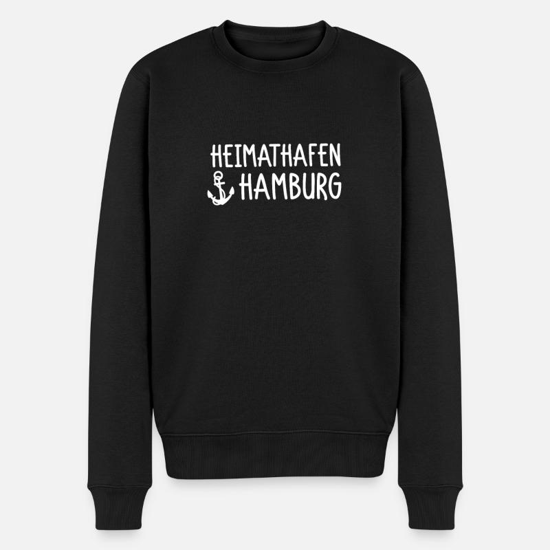 Heimathafen Hamburg - Männer Premium Bio Pullover - Schwarz