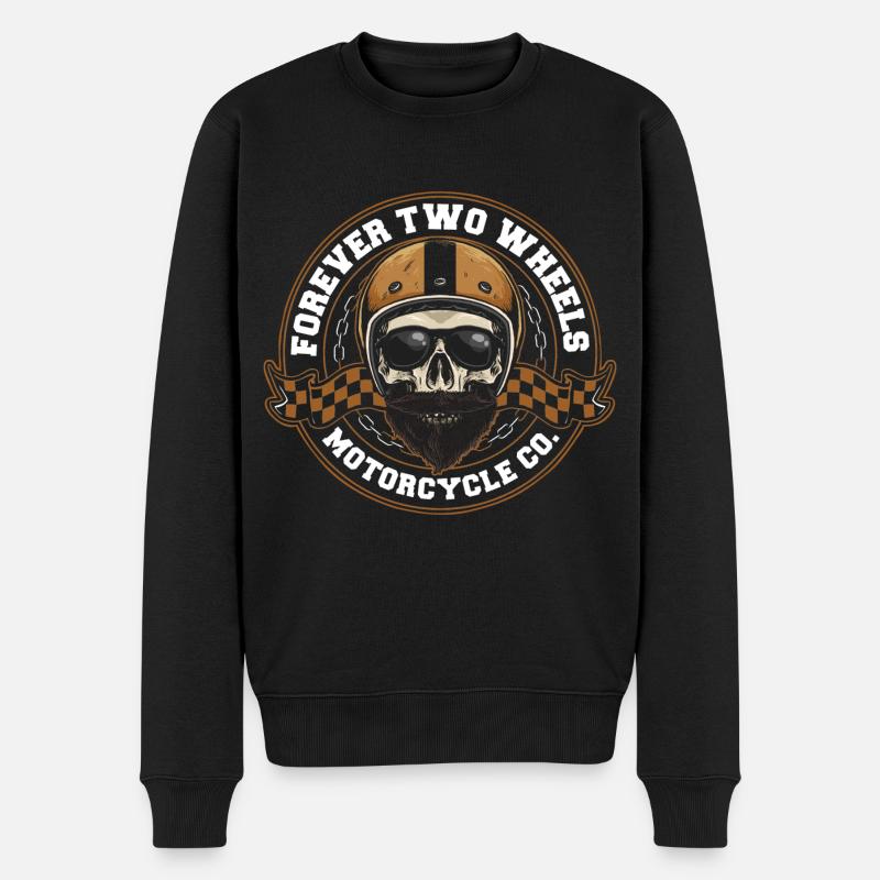 Forever Two Wheels Motorcycle I Biker Motorrad - Männer Premium Bio Pullover - Schwarz