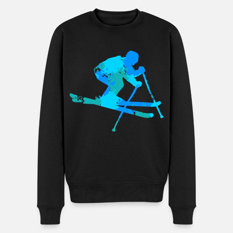 Ski Skifahrer Skifahrerin Skier Wintersport - Männer Premium Bio Pullover - Schwarz