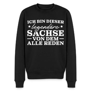 Sächsisch Legendärer Sachse - Männer Premium Bio Pullover - Schwarz - Vorne - Nico (187cm)