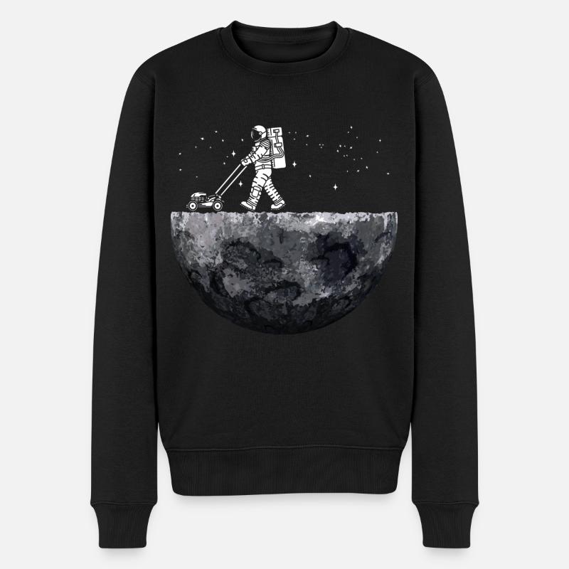 Weltraum-Astronauten Rasenmähen - Männer Premium Bio Pullover - Schwarz