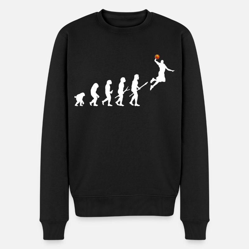 Basketball-Humor Evolution Basketballspieler - Männer Premium Bio Pullover - Schwarz
