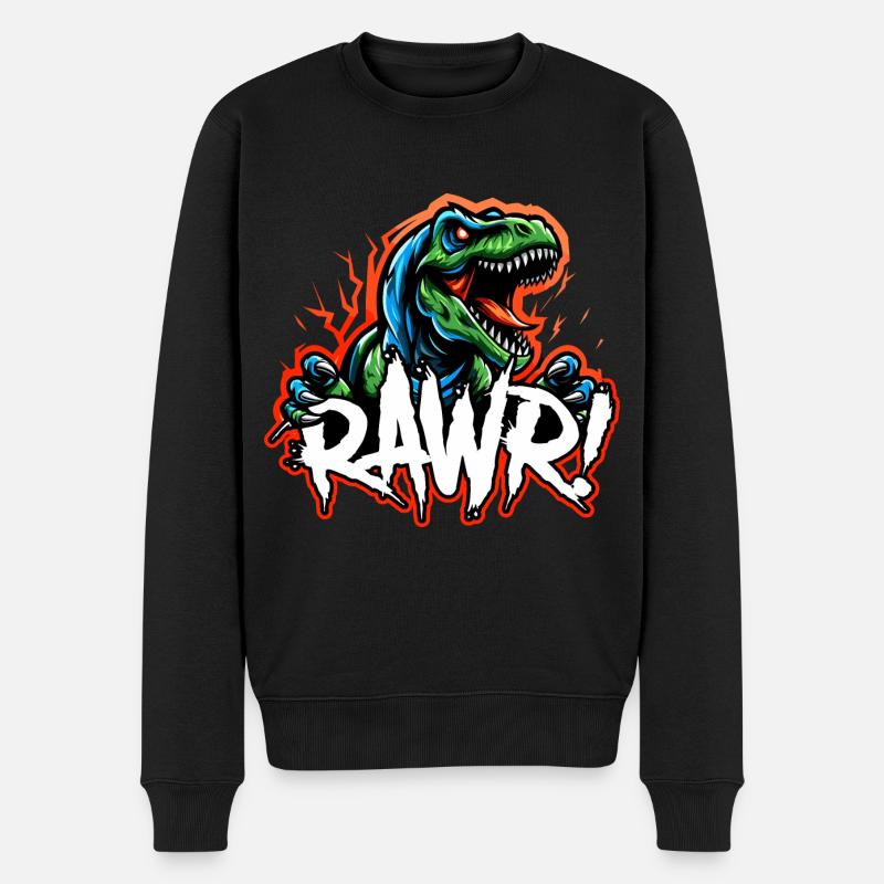 T Rex Brüllen - Männer Premium Bio Pullover - Schwarz