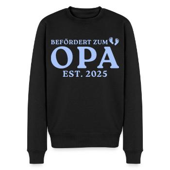 Schwangerschaft verkünden 2025 Werdender Opa - Männer Premium Bio Pullover - Schwarz - Vorne - Nico (187cm)