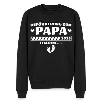 Beförderung zum Papa 2025 lädt - Männer Premium Bio Pullover - Schwarz - Vorne - Nico (187cm)