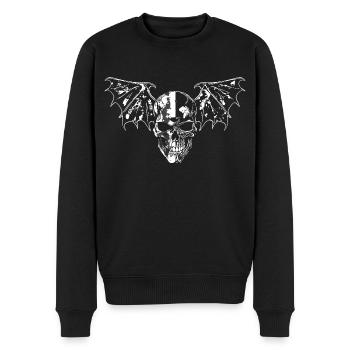 Crâne avec des ailes - Pull Premium bio Homme - noir - Devant - Nico (187cm)