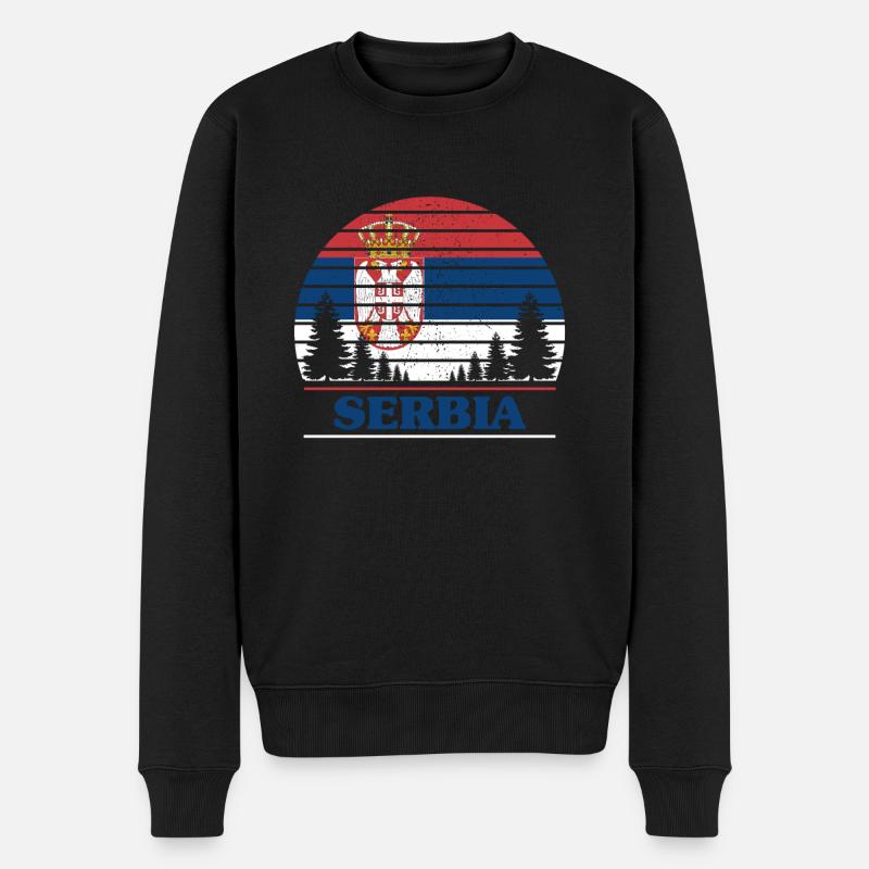 Serbien - Männer Premium Bio Pullover - Schwarz