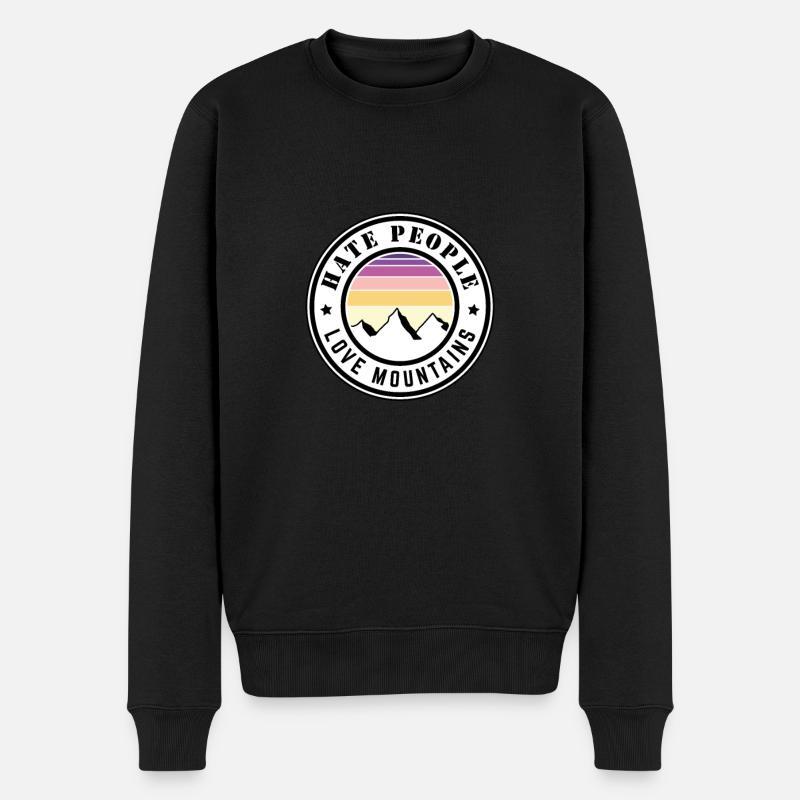 Hate people love mountains - Männer Premium Bio Pullover - Schwarz