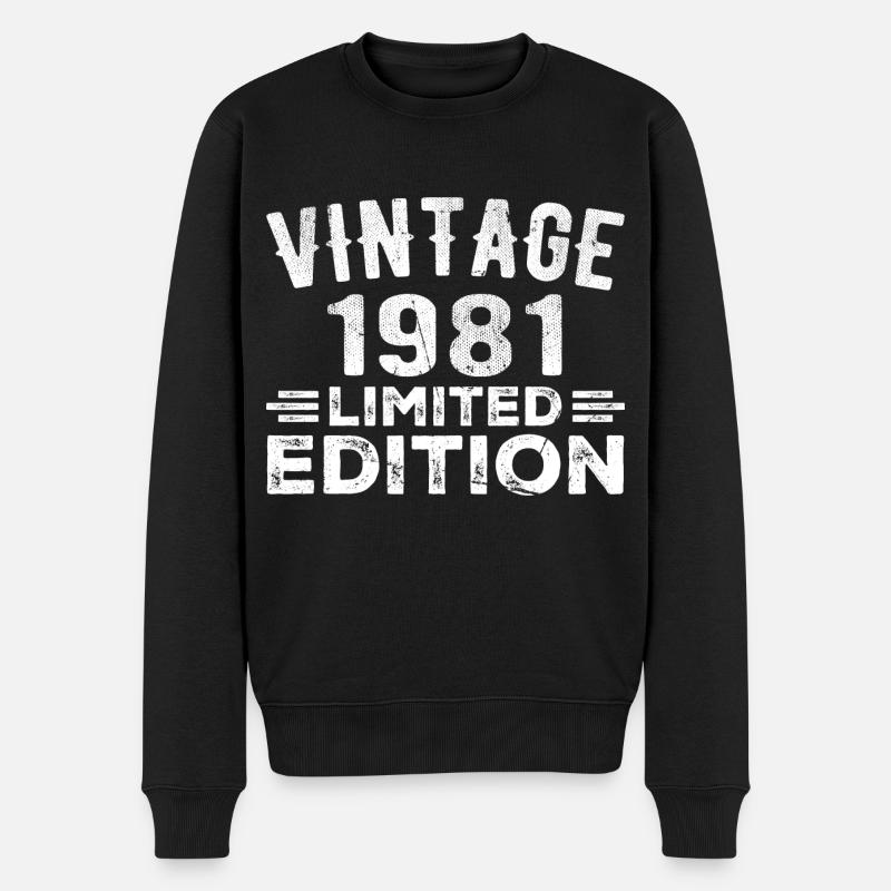 Baujahr 1981 Geburtsjahr Geburtstag 1981 vintage - Männer Premium Bio Pullover - Schwarz