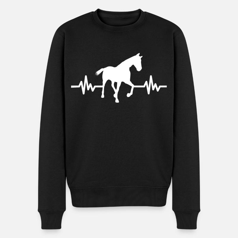 Herzschlag - Pferd Hengst Stute Ross Reitsport - Männer Premium Bio Pullover - Schwarz
