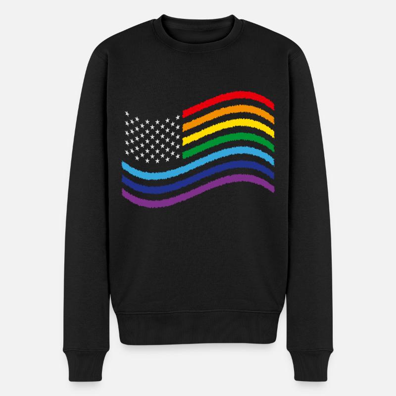Drapeau arc-en-ciel des États-Unis - Pull Premium bio Homme - noir