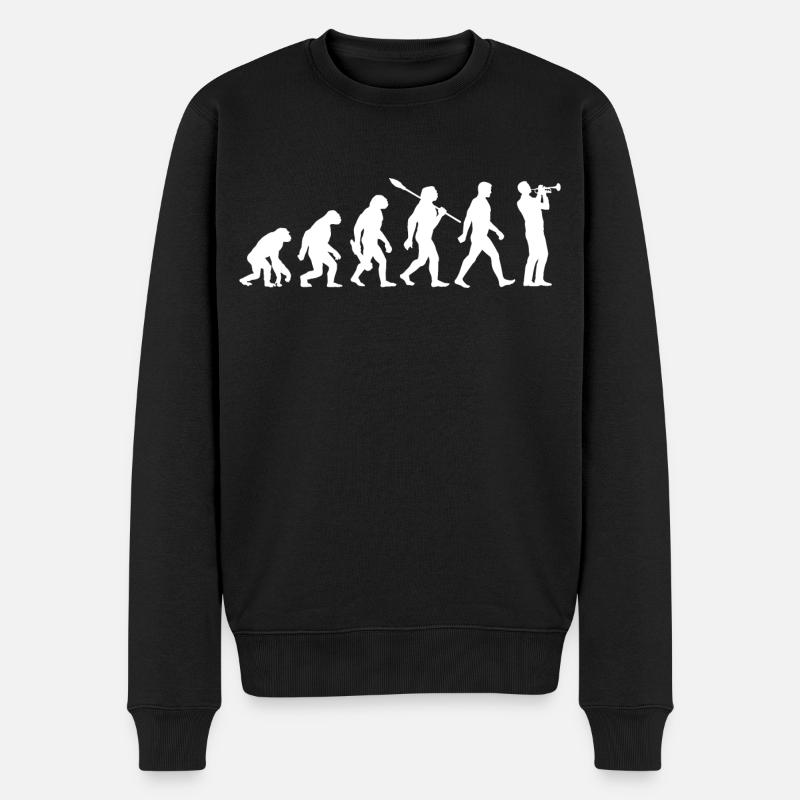Evolution - Trompete - Musiker - Blasinstrument - Männer Premium Bio Pullover - Schwarz
