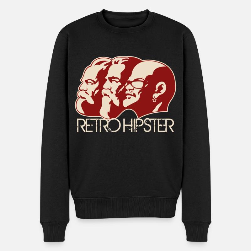 RetroHipster (Édition Marx-Engels-Lénine) - Pull Premium bio Homme - noir