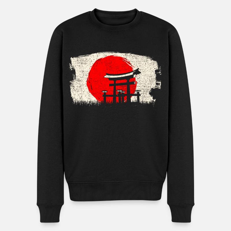 Japanische Architektur - Männer Premium Bio Pullover - Schwarz