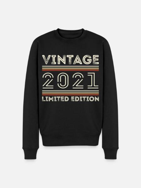 Vintage 2021 - Year 2021 Birthday Gift 2021 - Men's Premium Organic Jumper - black