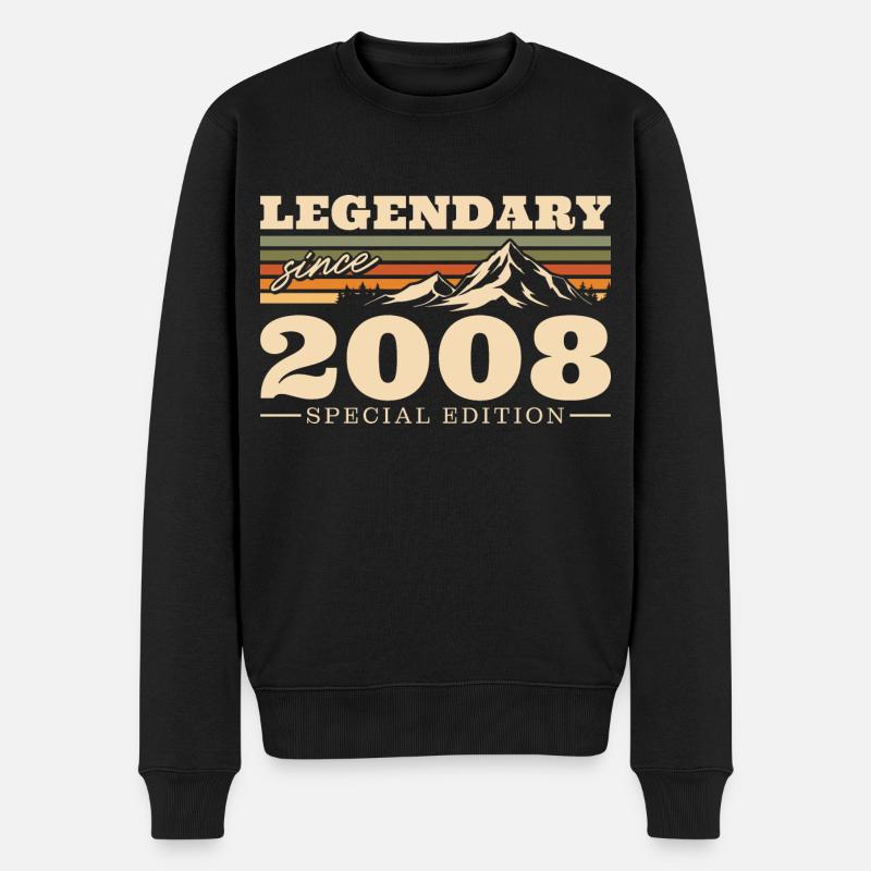 Jahrgang 2008 geboren Vintage Geburtstag Berge - Männer Premium Bio Pullover - Schwarz