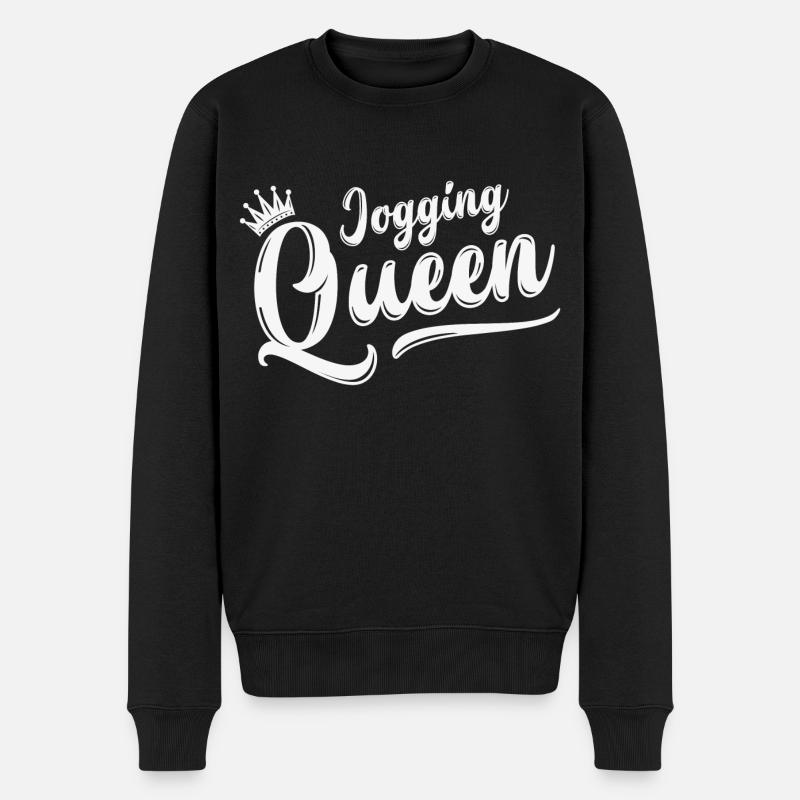 Jogging Queen Königin Joggen Laufen Sport Geschenk - Männer Premium Bio Pullover - Schwarz
