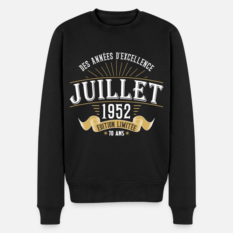 70 Ans Anniversaire Vintage Né(e) en Juillet 1952 - Pull Premium bio Homme - noir