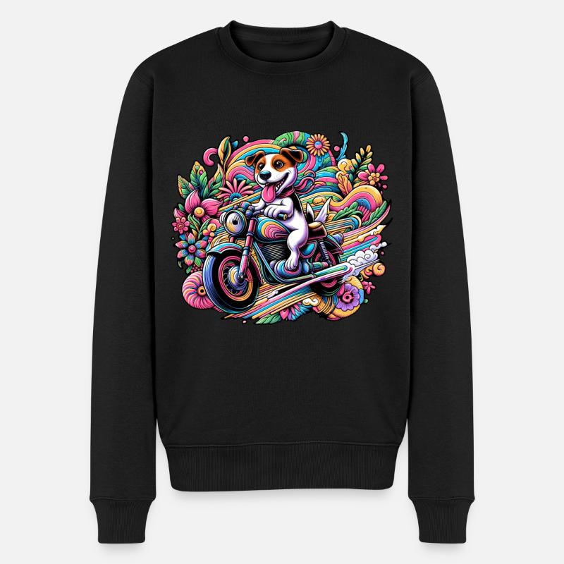 Chiot motard : en tournée au pays des fleurs - Pull Premium bio Homme - noir