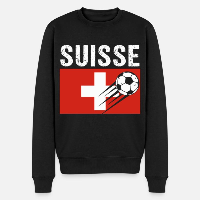 Schweiz Flagge Geschenk Schweizer Fussball Fussball - Männer Premium Bio Pullover - Schwarz
