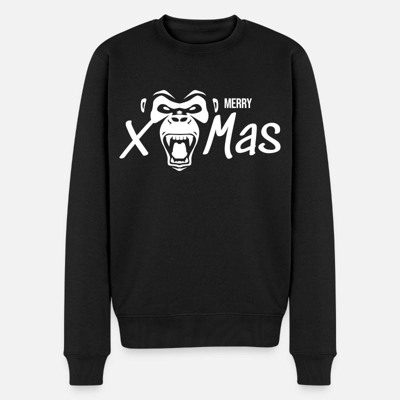 Merry X Mas Gorilla - Männer Premium Bio Pullover - Schwarz