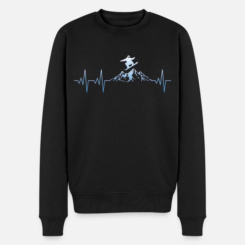 Snowboarder Snowboard Herzschlag - Männer Premium Bio Pullover - Schwarz