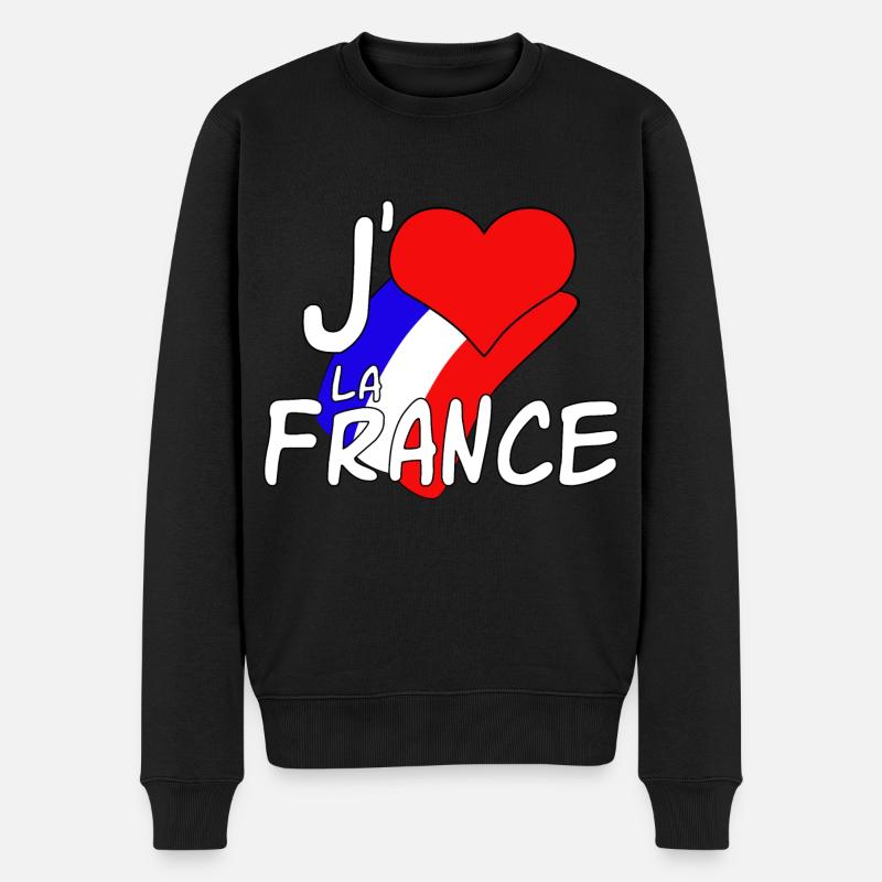 Ich liebe Frankreich - Männer Premium Bio Pullover - Schwarz