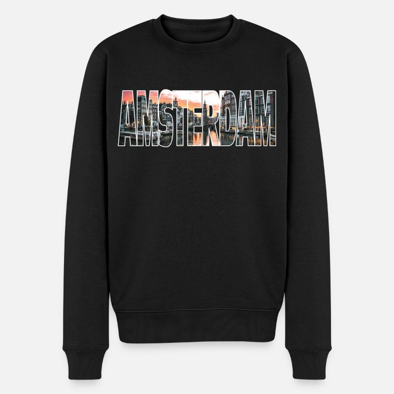 Amsterdam - Männer Premium Bio Pullover - Schwarz