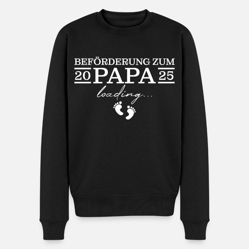 Beförderung Papa 2025 Schwangerschaft verkünden - Männer Premium Bio Pullover - Schwarz