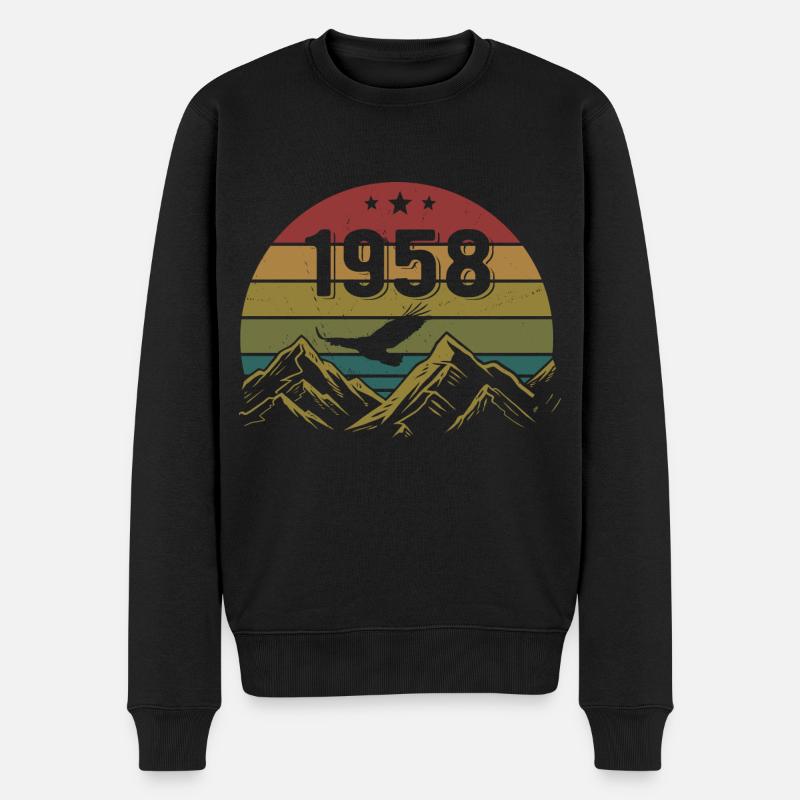 1958 Jahrgang Geburtstag 1958 Retro Geschenkidee - Männer Premium Bio Pullover - Schwarz