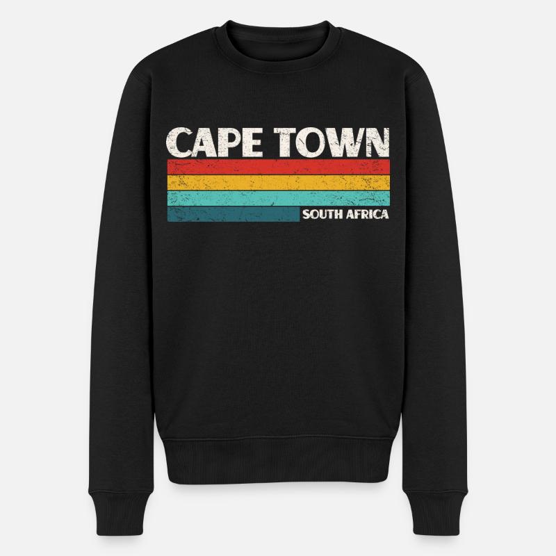Kapstadt Südafrika Vintage Retro 70s Cape Town - Männer Premium Bio Pullover - Schwarz