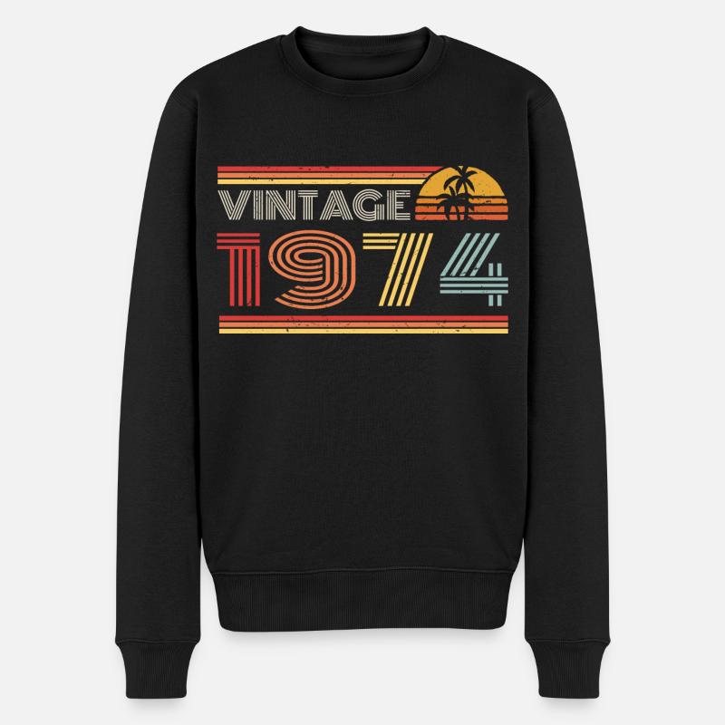 1974 Limited Edition Geburtstag Outfit 1974 vintag - Männer Premium Bio Pullover - Schwarz