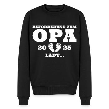 Schwangerschaftsankündigung 2025 Werdender Opa - Männer Premium Bio Pullover - Schwarz - Vorne - Nico (187cm)