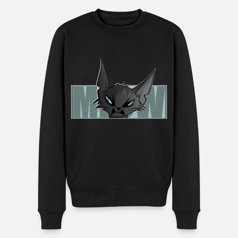 coole Katze, Comic, Katzenmotiv, Meow, T-Shirt - Männer Premium Bio Pullover - Schwarz