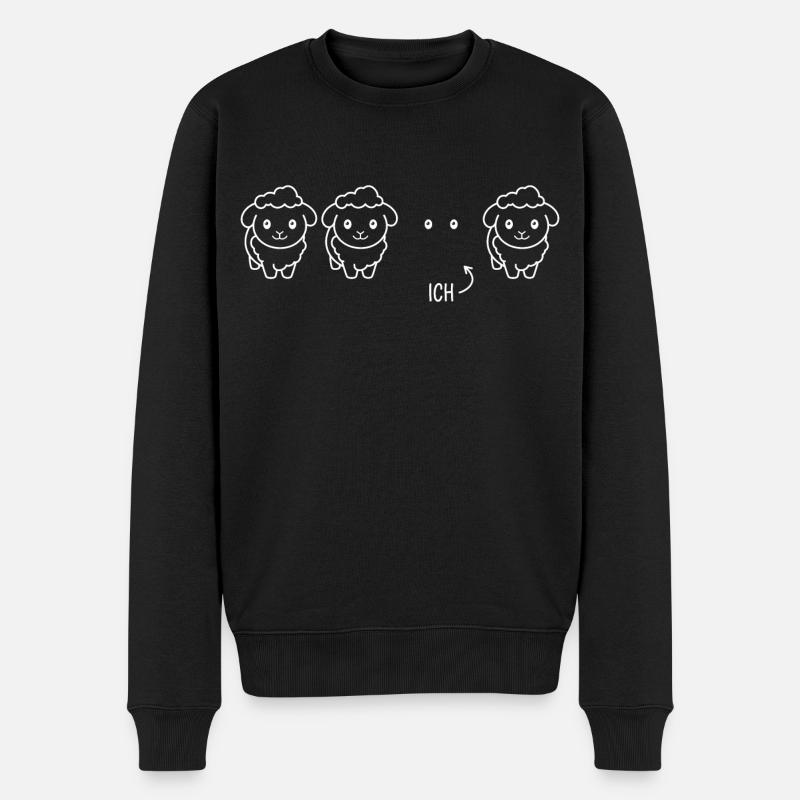 Lustige Schafe - Augen - Ich - Schwarzes Schaf - Männer Premium Bio Pullover - Schwarz
