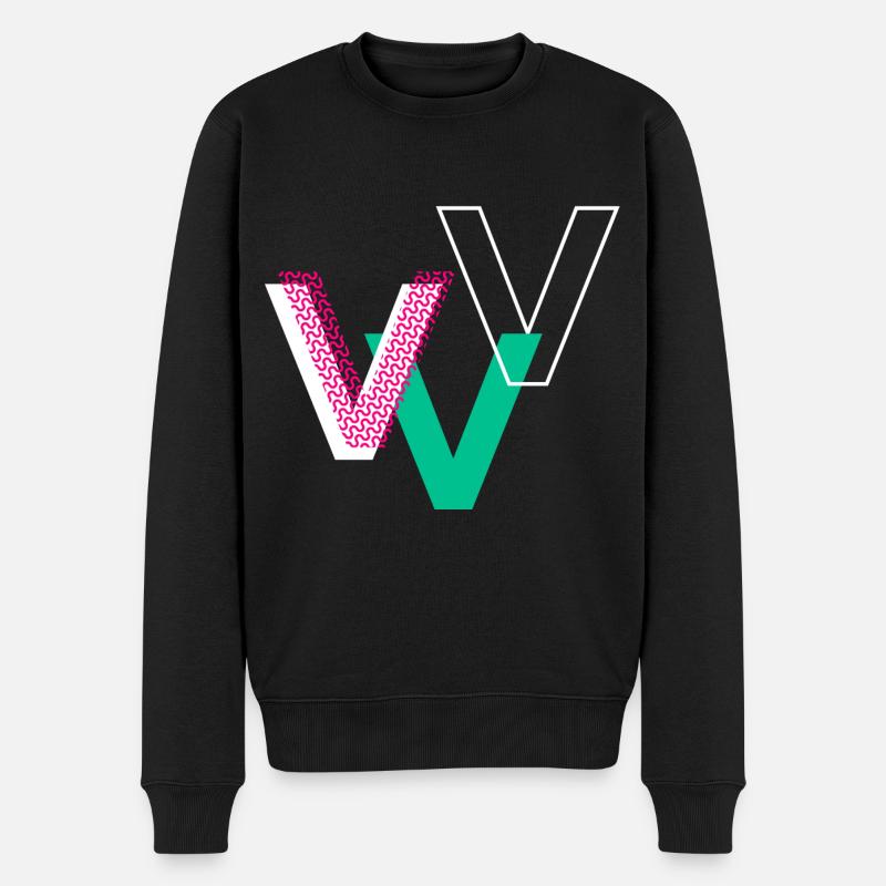 V Buchstabe - Männer Premium Bio Pullover - Schwarz