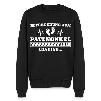 Werdender Onkel 2025 Schwangerschaftsankündigung - Männer Premium Bio Pullover - Schwarz - Vorne - Nico (187cm)