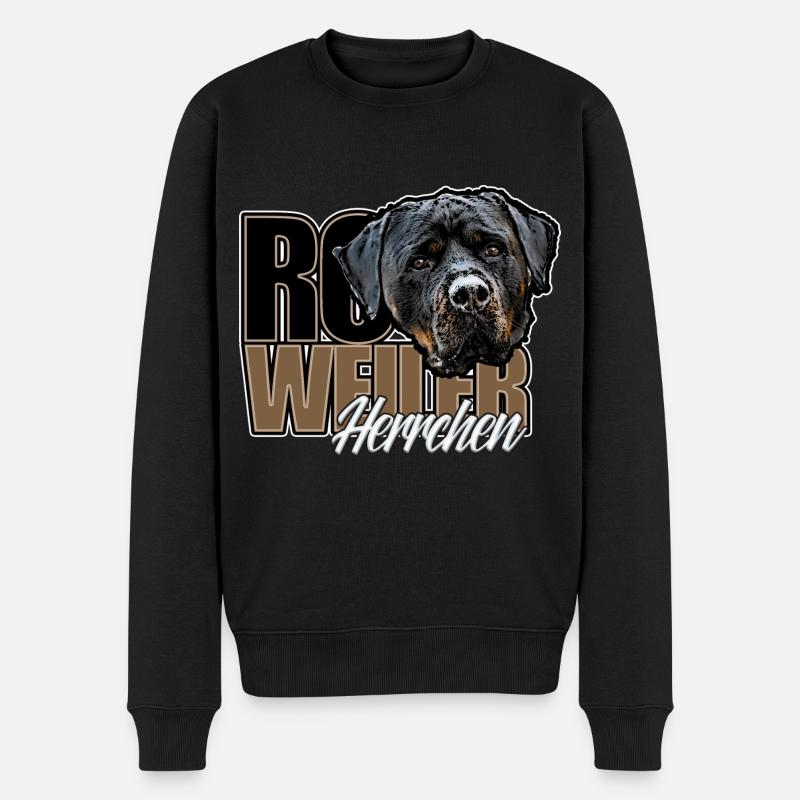 Rottie Herrchen - Männer Premium Bio Pullover - Schwarz