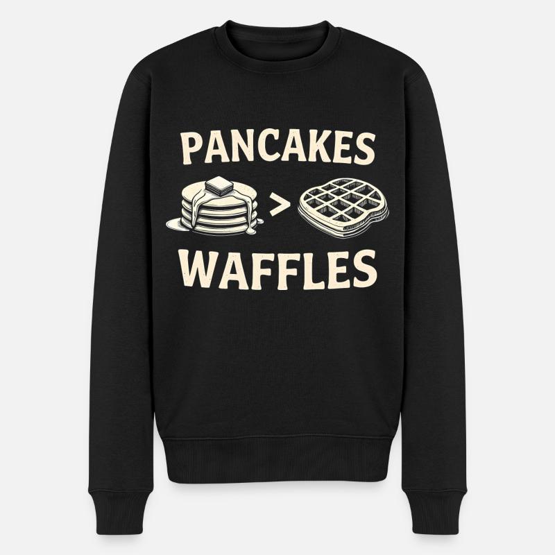 Pfannkuchen über Waffeln - Männer Premium Bio Pullover - Schwarz