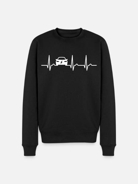 EKG-kurve - hjertekurve - puls - elbil - CO2 - Økologisk premium-sweatshirt til mænd - sort