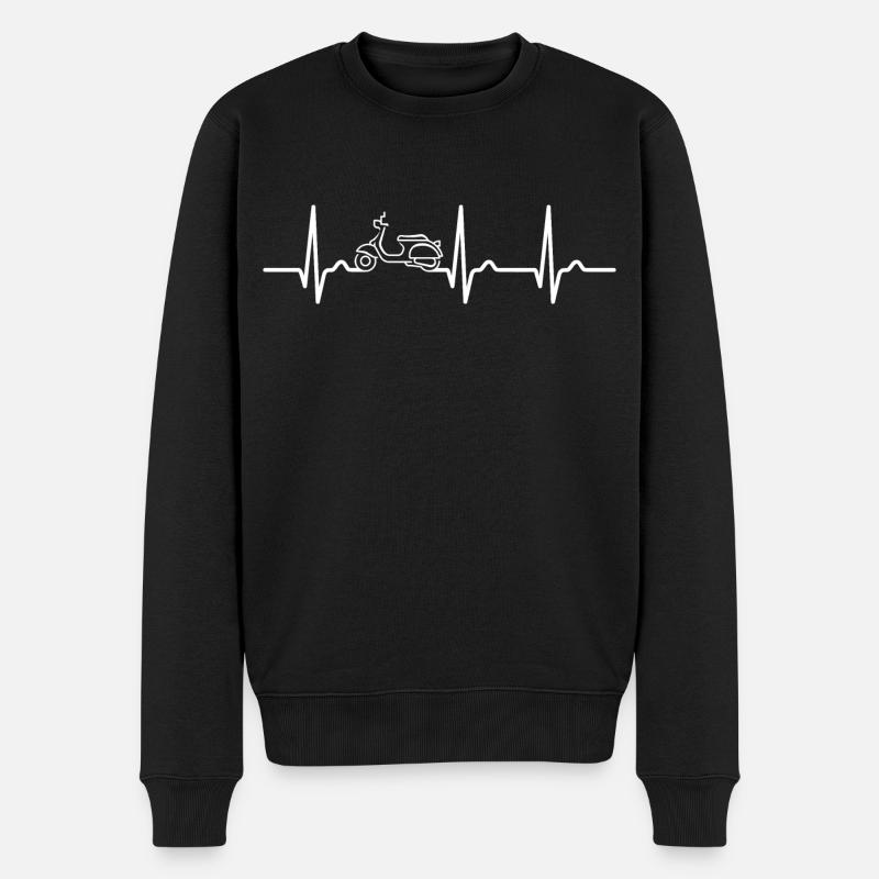 EKG Kurve - Herzkurve - Motorroller - Männer Premium Bio Pullover - Schwarz
